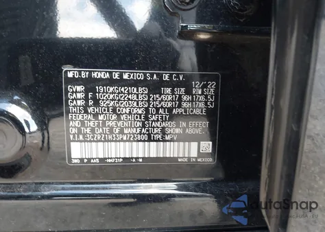 2023 Honda Hr-V 2Wd Lx from USA, damaged, VIN 3CZRZ1H33PM723800